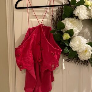 Anthropologie halter top size 3X NWT with lace fringe.